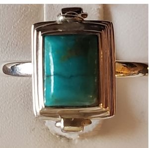 Genuine Kingman Blue Mojave Turquoise Poison Box Ring Size 9